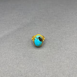 MATT 18KT GOLD RING WITH TURQUOISE STONE AND TWO DIAMONDS