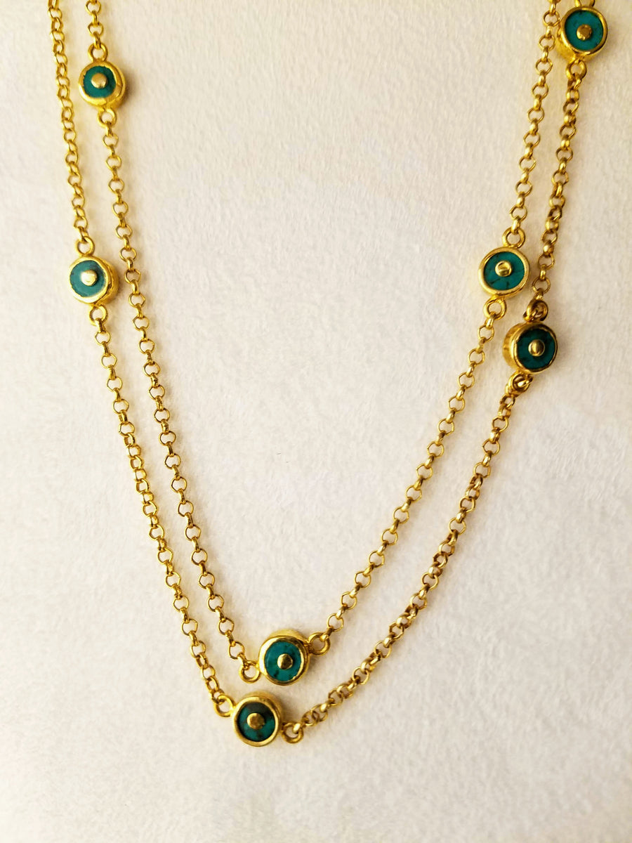 TURQUOISE SUN GOLD NECKLACE