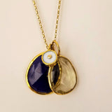 GREEN AMETHYST LAPIS GOLD NECKLACE