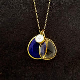 GREEN AMETHYST LAPIS GOLD NECKLACE