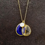 GREEN AMETHYST LAPIS GOLD NECKLACE