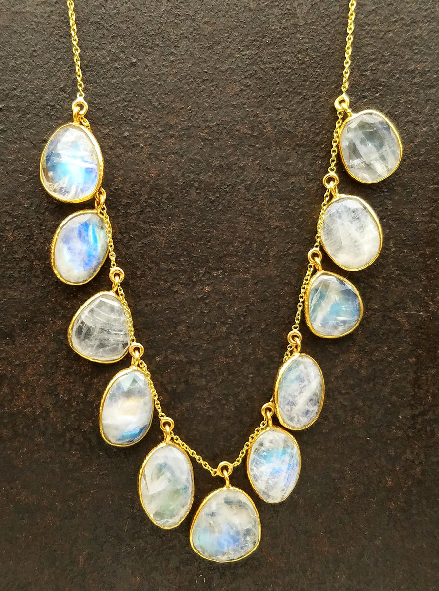 MULTI MOONSTONE GOLD NECKLACE