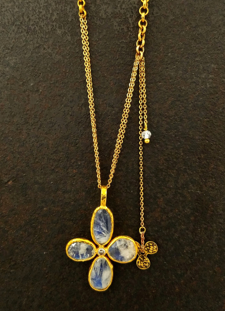 SAPPHIRE MOONSTONE GOLD NECKLACE