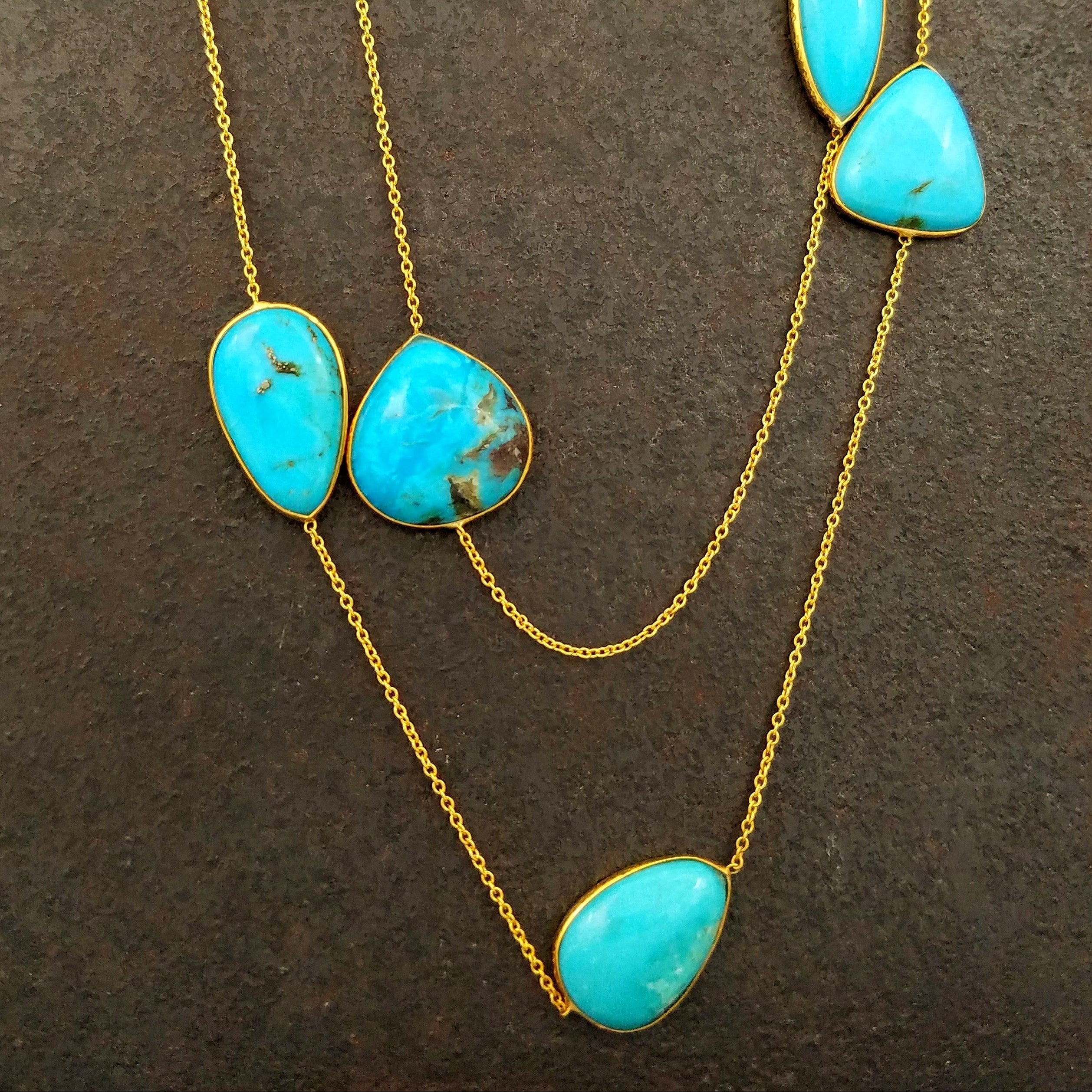 LONG TURQUOISE GOLD NECKLACE SONIA TONKIN