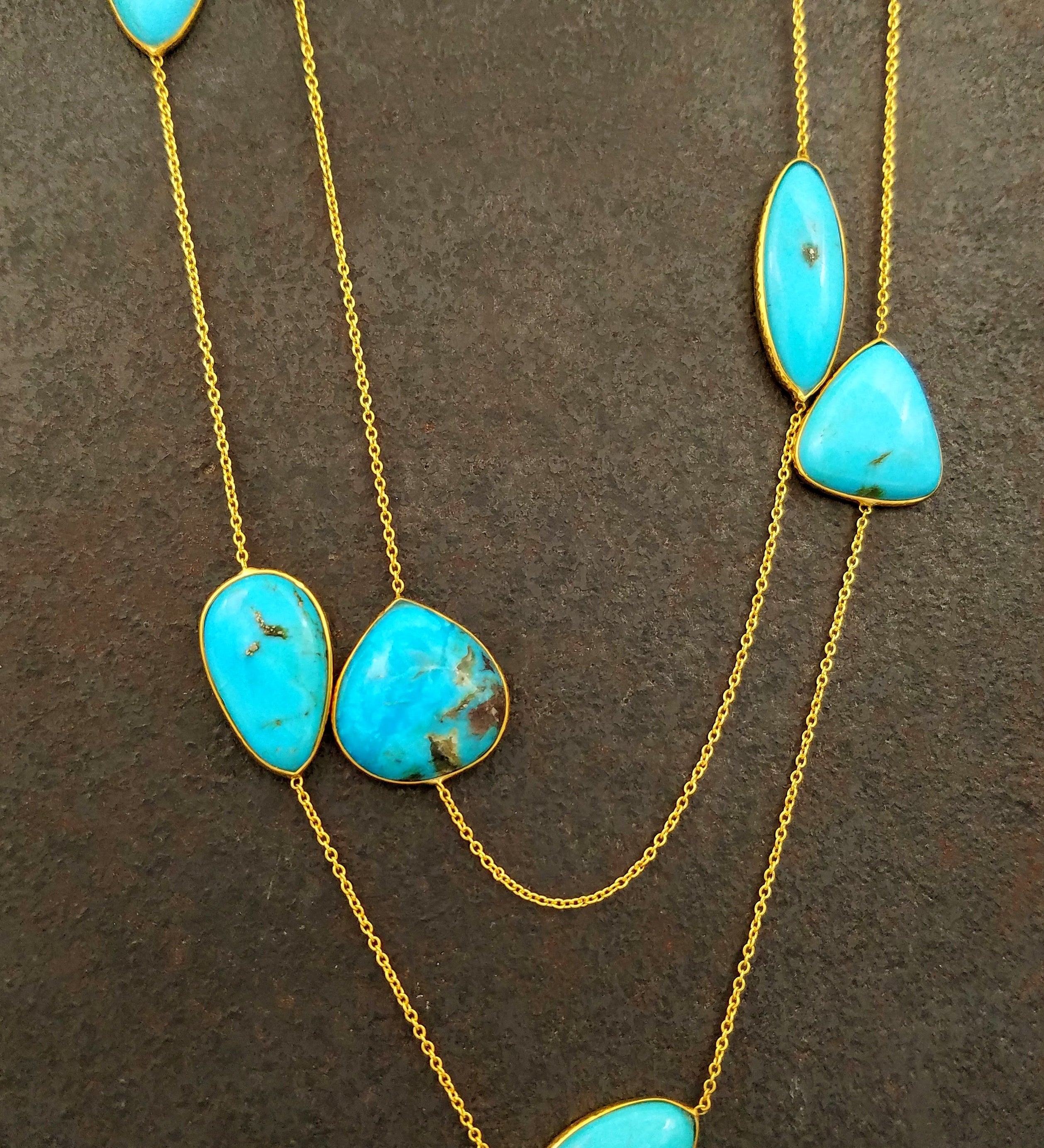 LONG TURQUOISE GOLD NECKLACE SONIA TONKIN