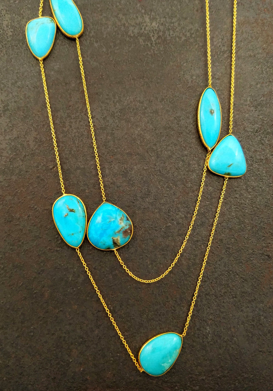 LONG TURQUOISE GOLD NECKLACE SONIA TONKIN