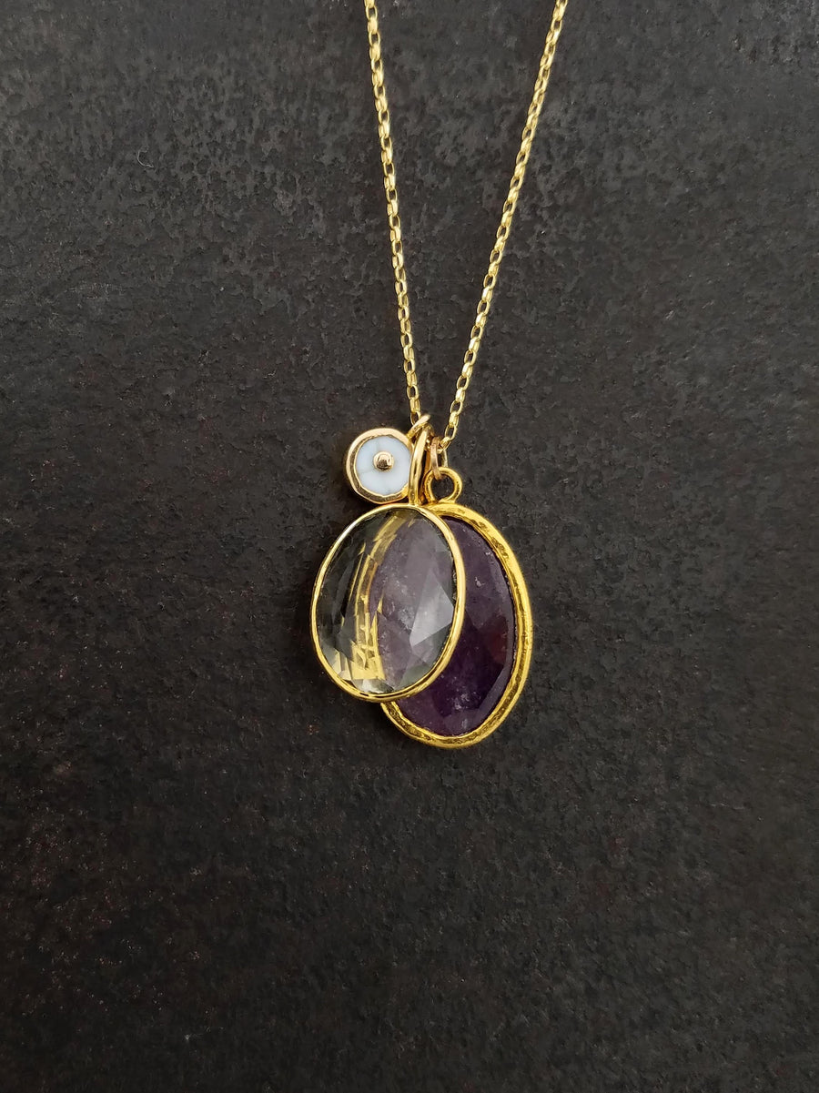 RUBY CITRINE GOLD NECKLACE