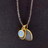 SMOKEY TOPAZ BEADED GOLD NECKLACE