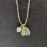 SMOKEY TOPAZ BEADED GOLD NECKLACE