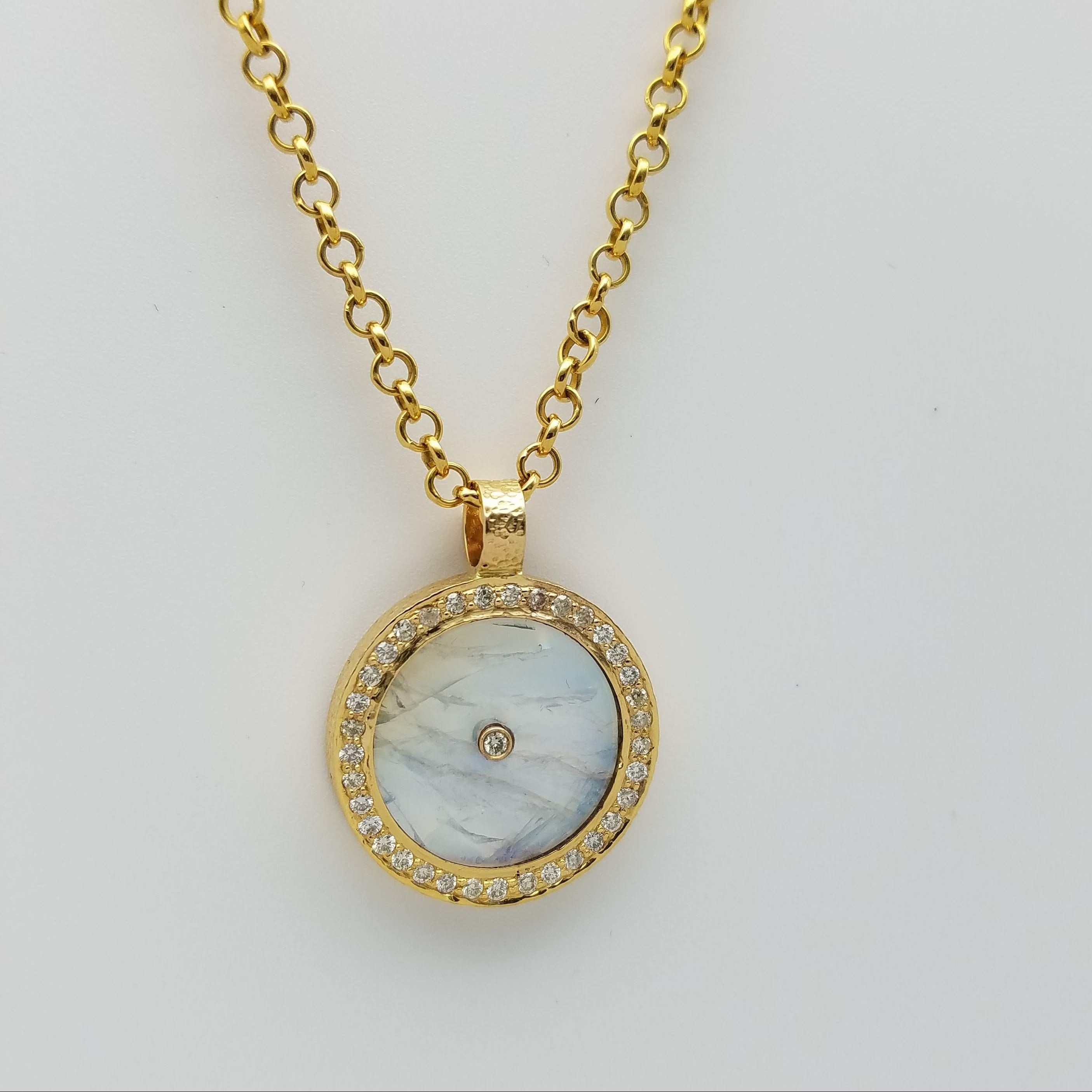 RAINBOW MOONSTONE PAVE DIAMONDS GOLD NECKLACE SONIA TONKIN
