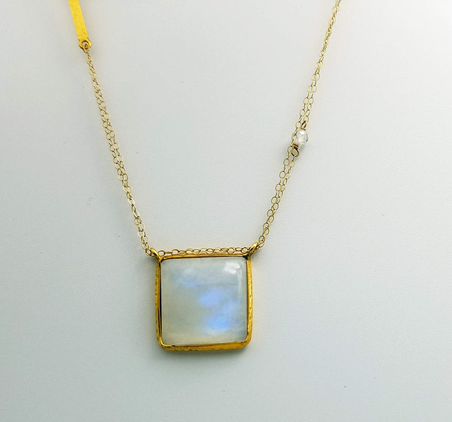 SQUARE CAB MOONSTONE GOLD  NECKLACE SONIA TONKIN