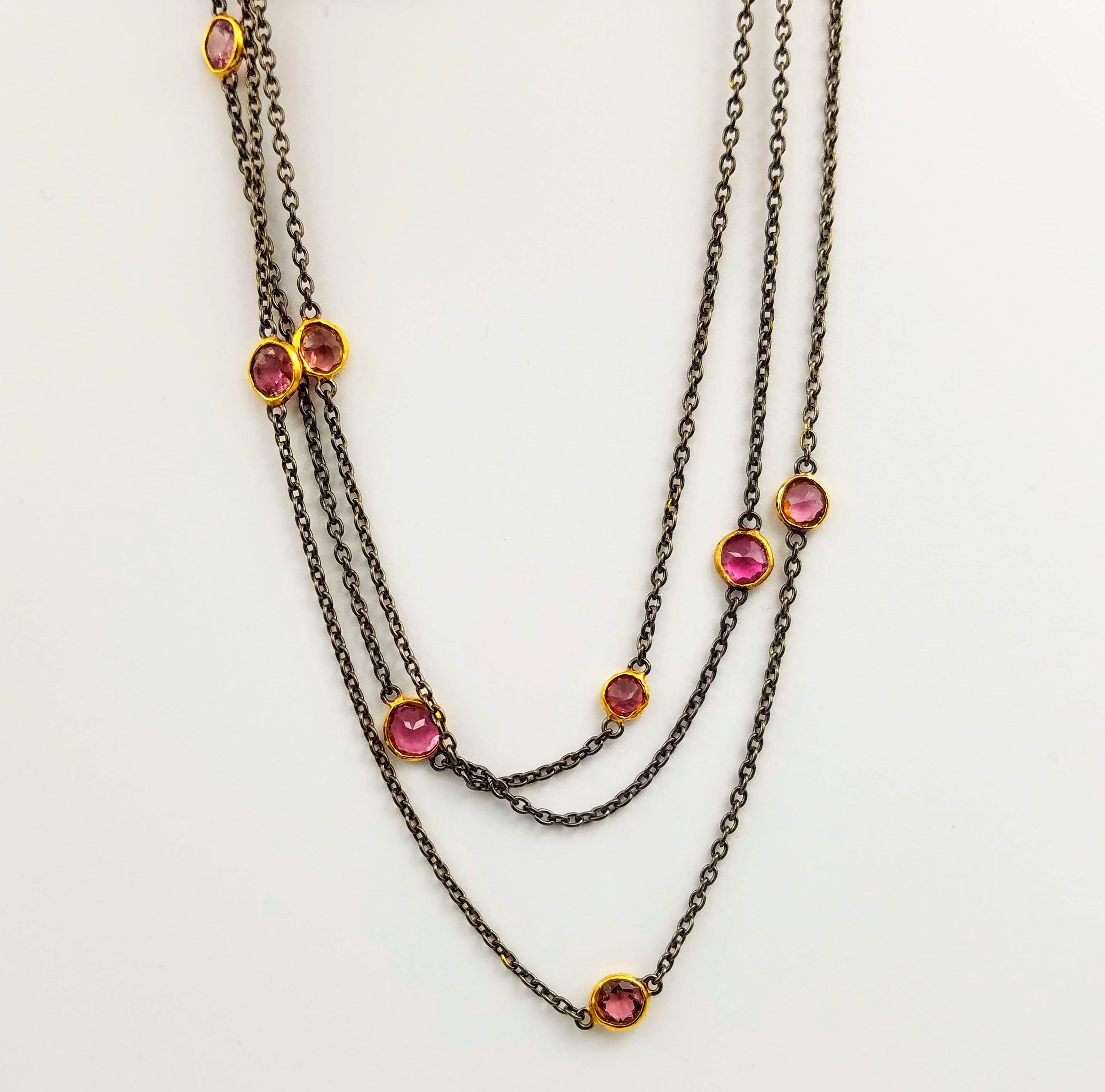 PINK TOURMALINE MIXED METALS NECKLACE SONIA TONKIN