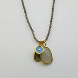 SMOKEY TOPAZ BEADED GOLD NECKLACE
