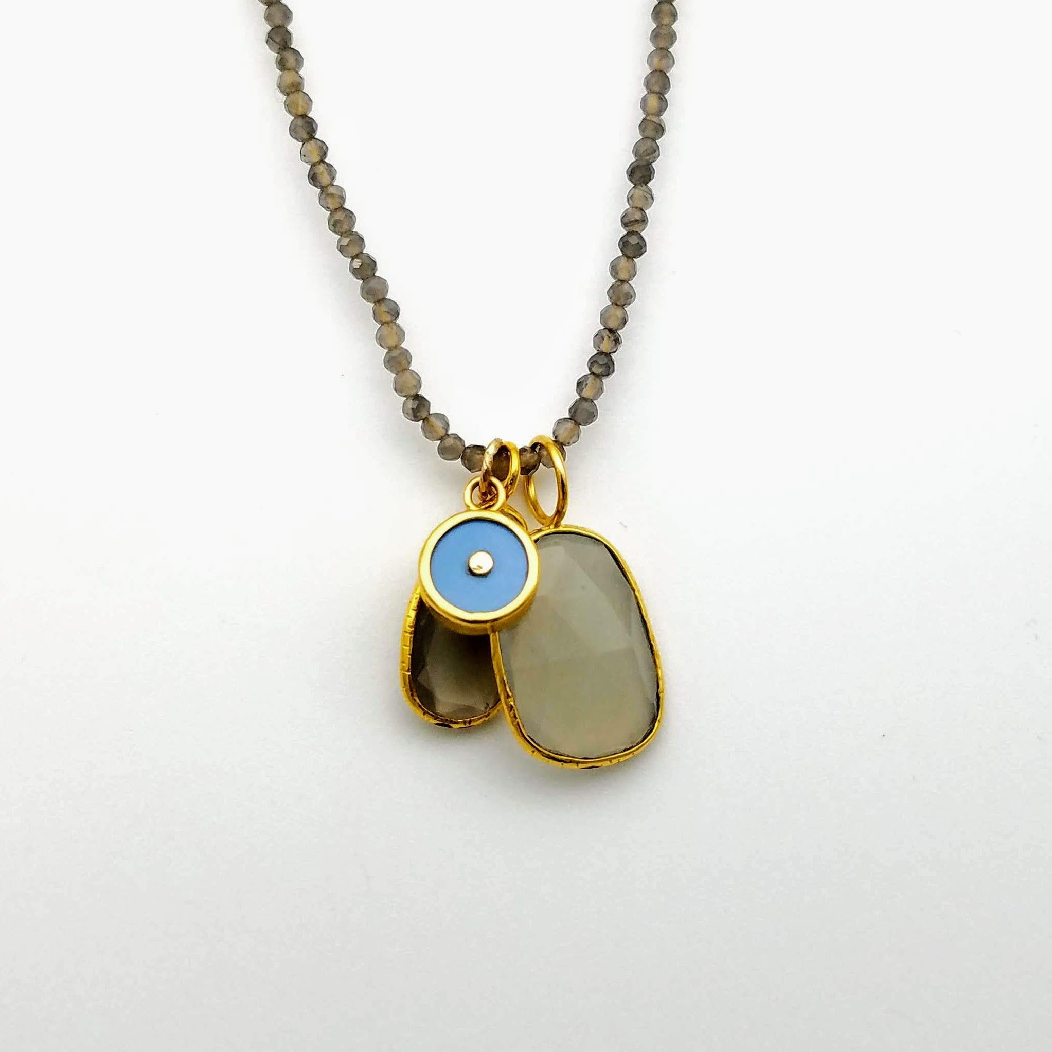 SMOKEY TOPAZ BEADED GOLD NECKLACE SONIA TONKIN