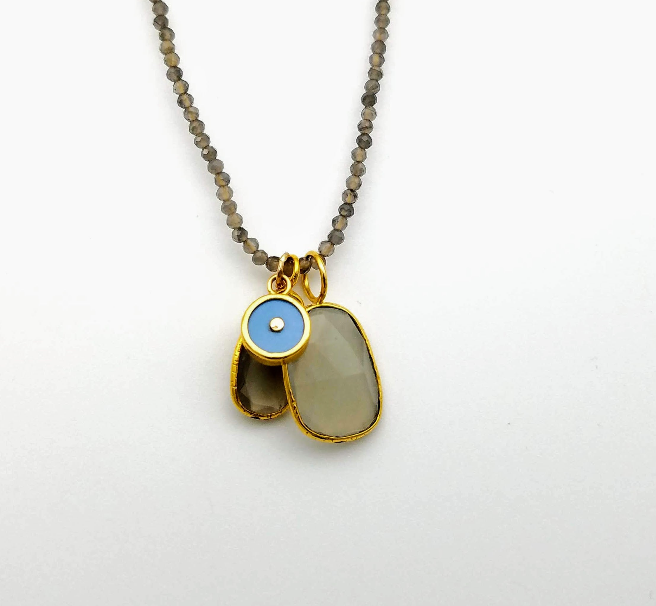 SMOKEY TOPAZ BEADED GOLD NECKLACE SONIA TONKIN