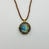 LABRADORITE PYRITE BEADED GOLD NECKLACE