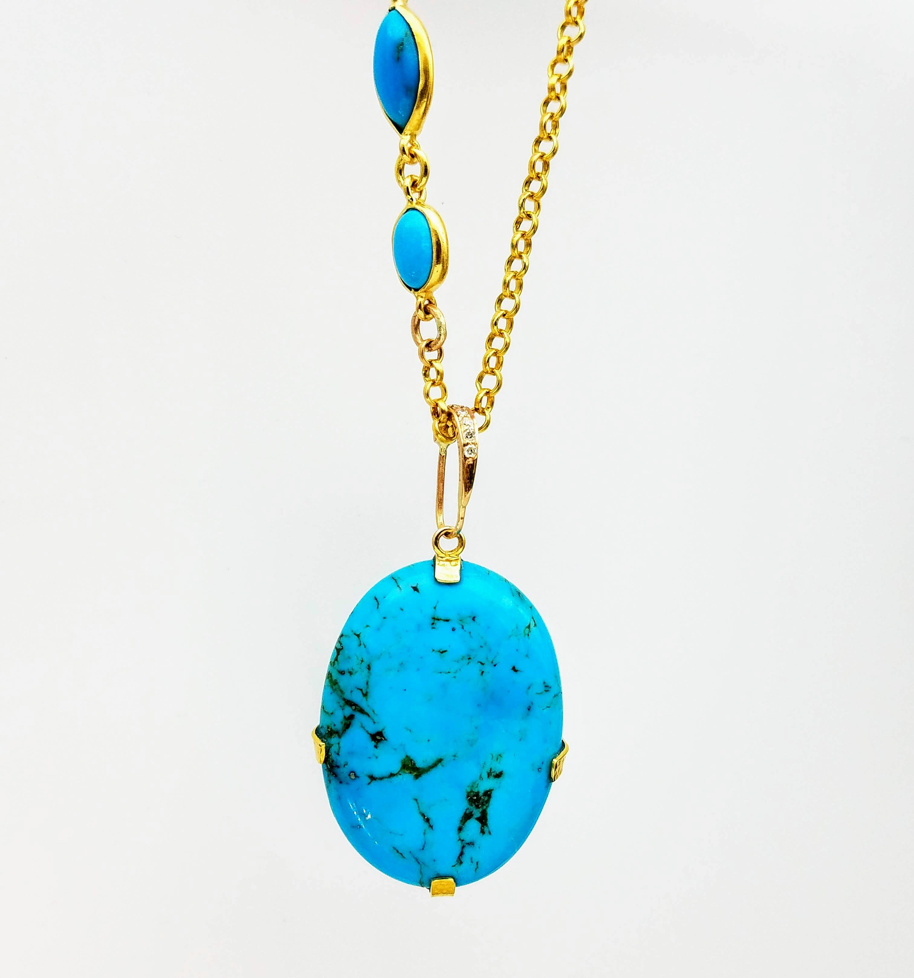 TURQUOISE MEDALLION ON TURQUOISE CHAIN SONIA TONKIN