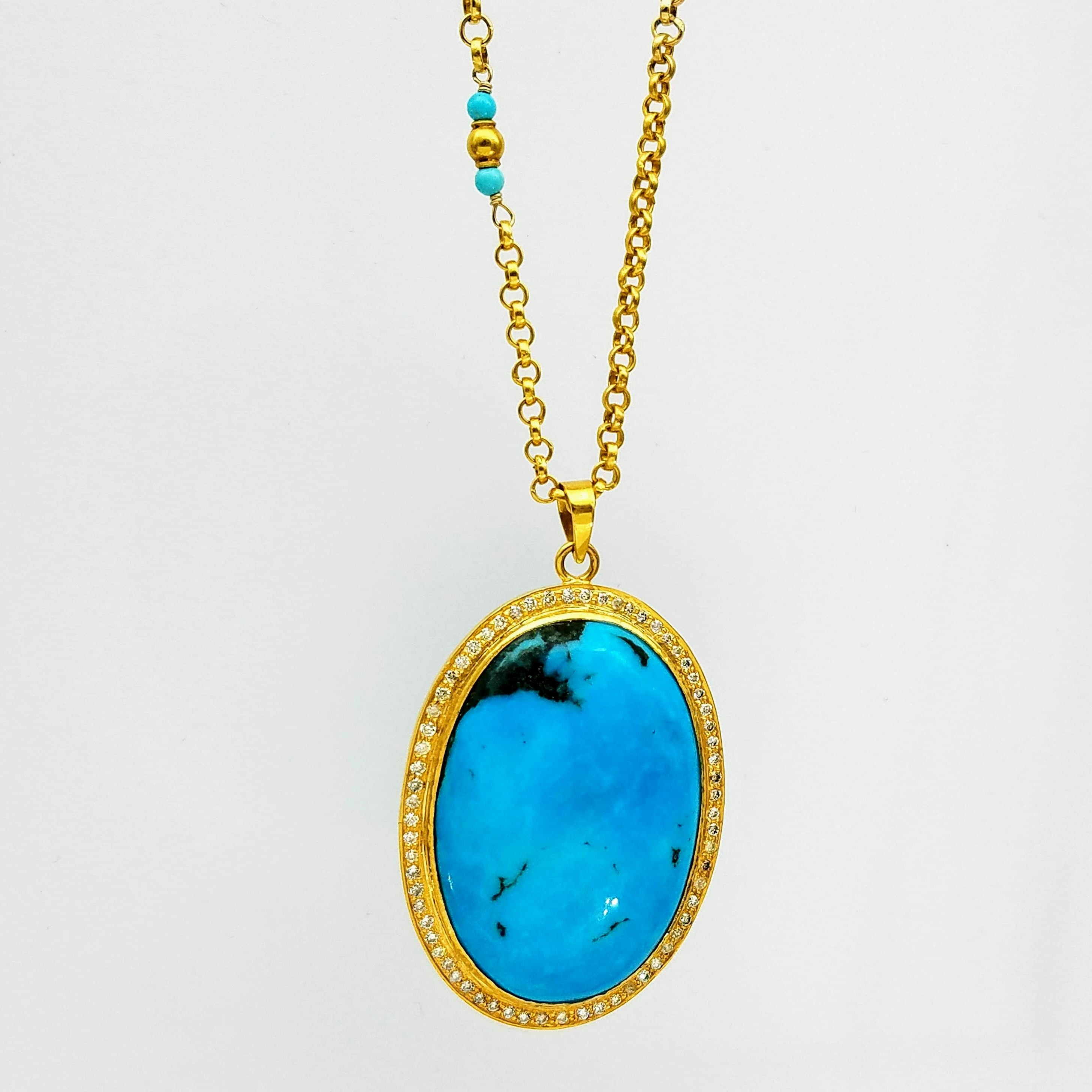 TURQUOISE PAVE DIAMONDS NECKLACE SONIA TONKIN