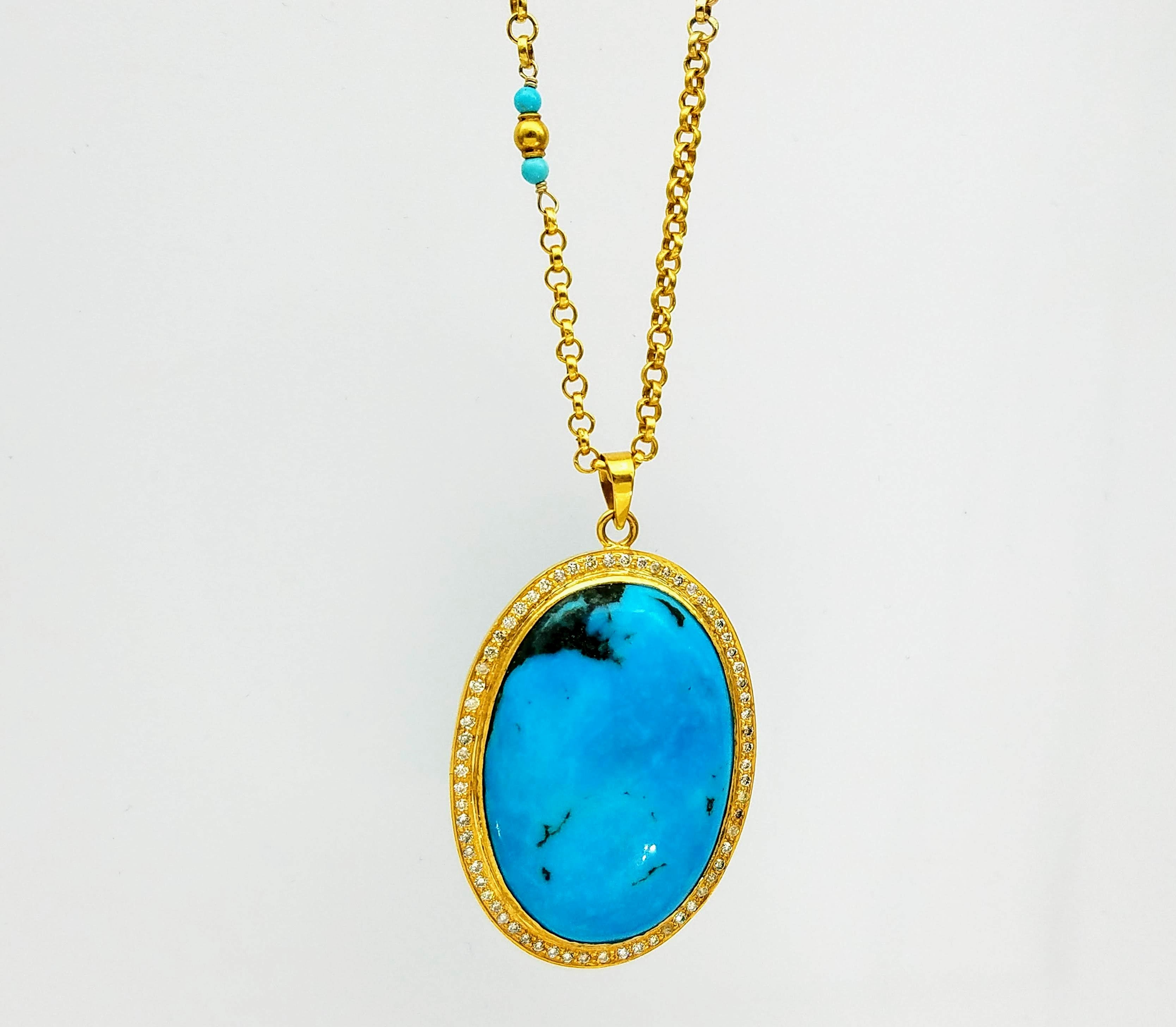 TURQUOISE PAVE DIAMONDS NECKLACE SONIA TONKIN