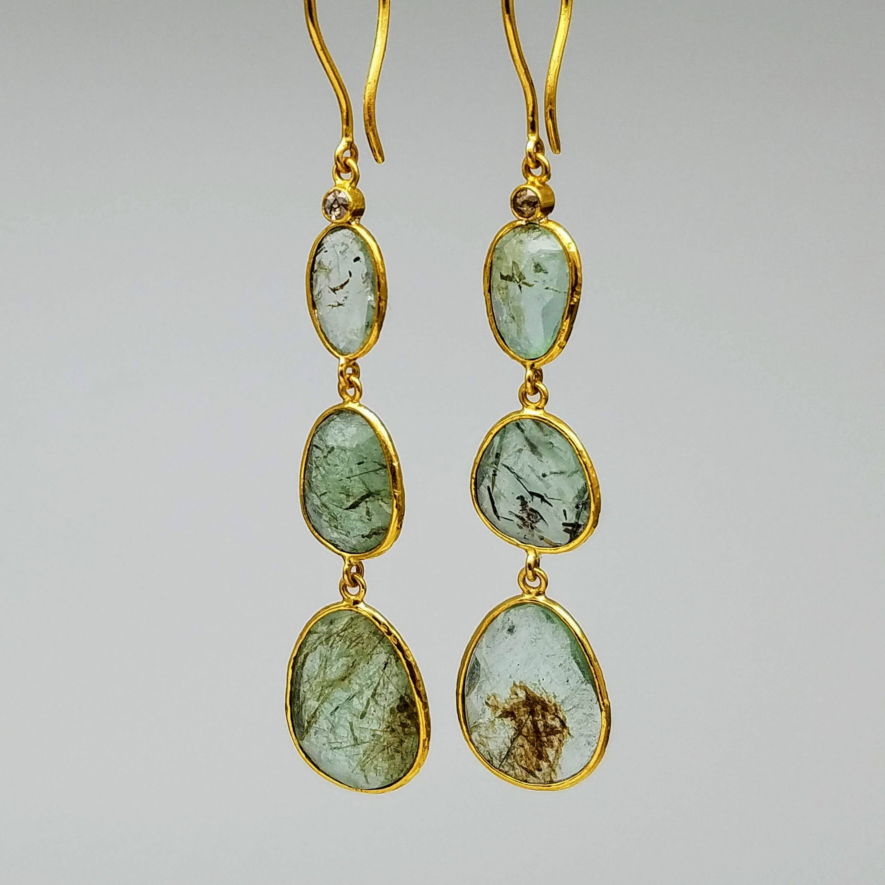 GREEN BERYL GOLD EARRINGS SONIA TONKIN