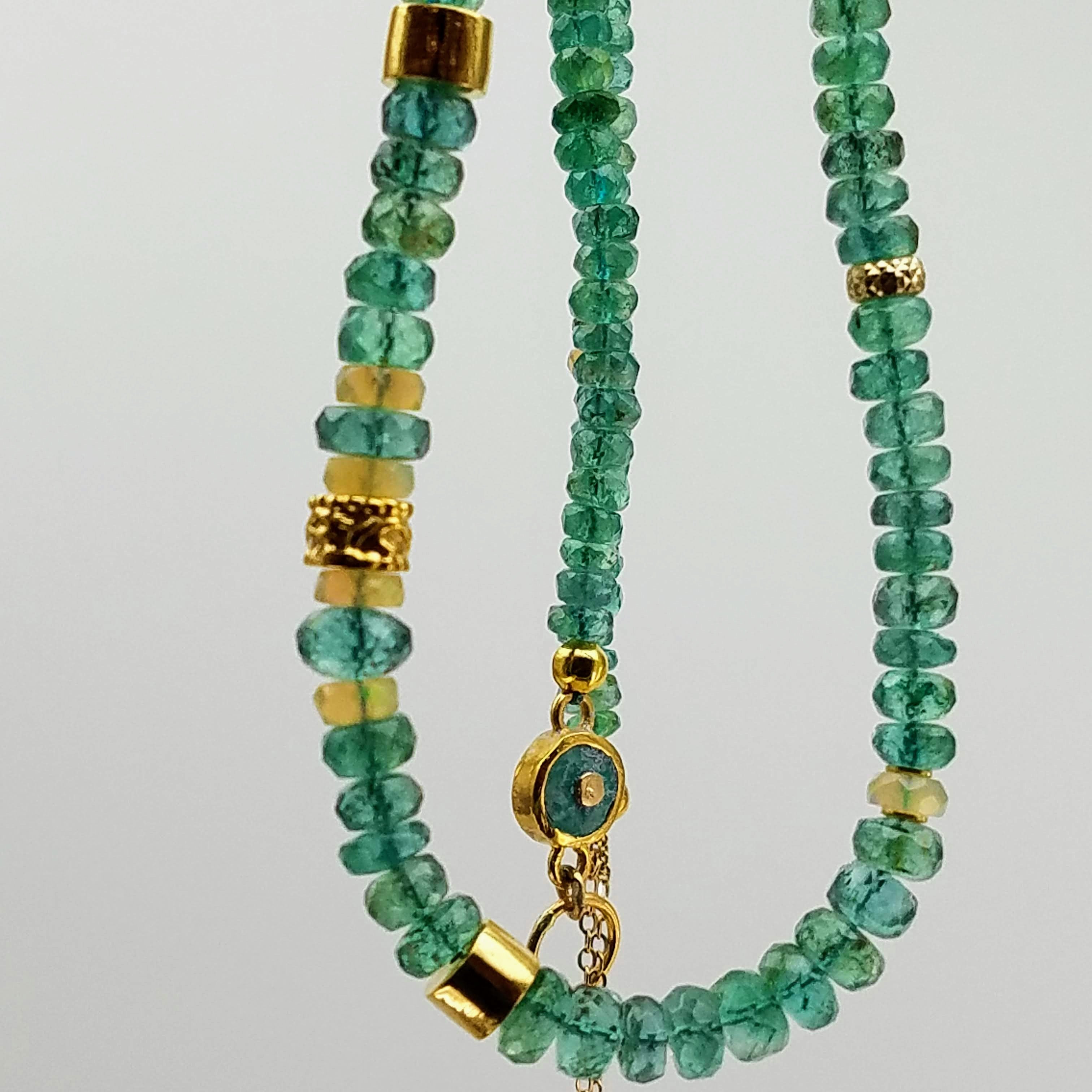 EMERALD GREEN AMETHYST CHARMS GOLD NECKLACE SONIA TONKIN