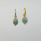 PAVE DIAMOND HOOPS GEMSTONES EARRINGS