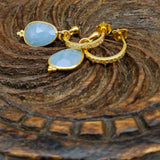 PAVE DIAMOND HOOPS GEMSTONES EARRINGS