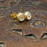 MOONSTONE SUN GOLD POST EARRINGS