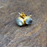 AQUAMARINE GOLD POST EARRINGS