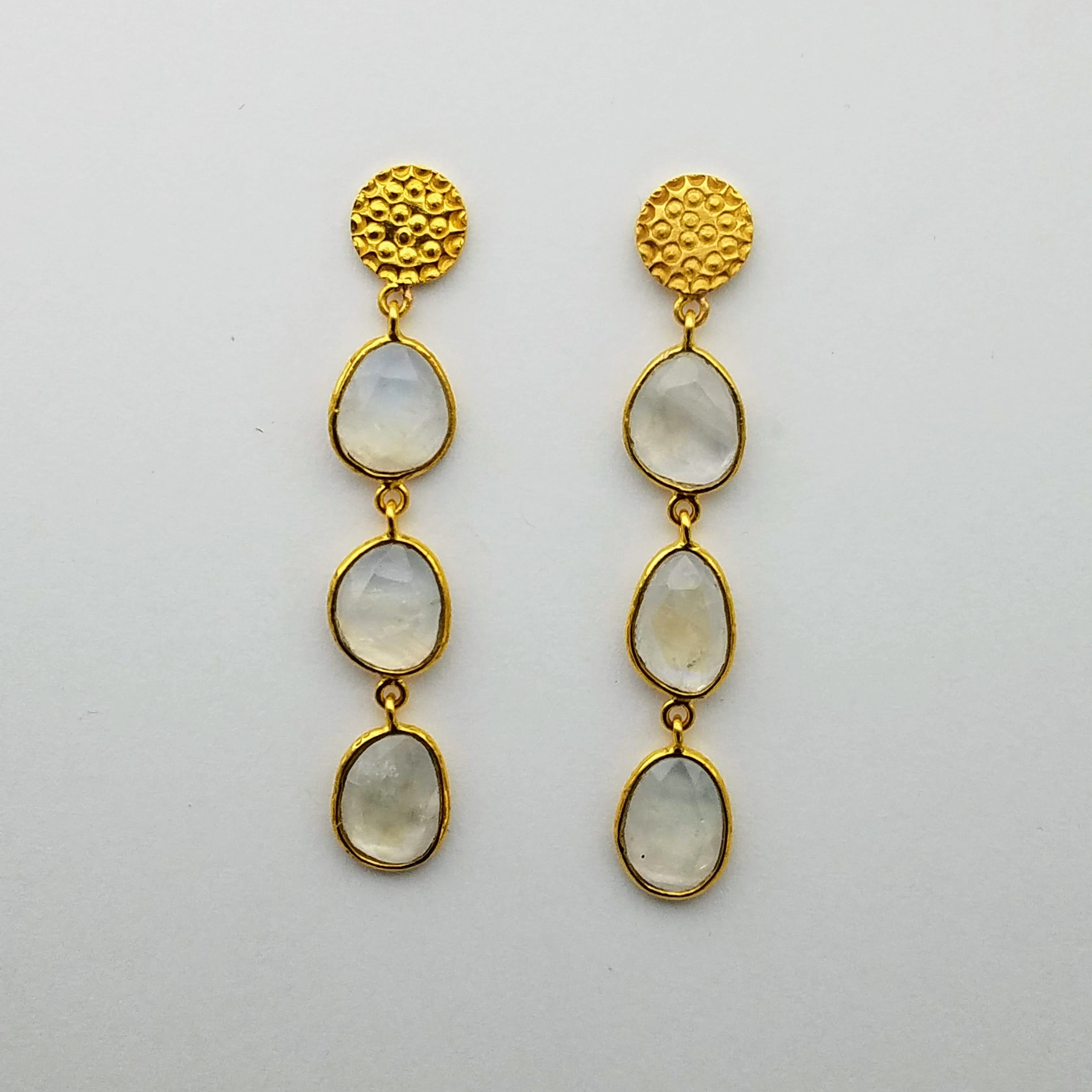 POLKI CUT MOONSTONES STUD EARRINGS SONIA TONKIN