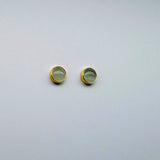 ROUND CABOCHON GOLD POST EARRINGS