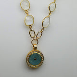 AQUAMARINE DIAMONDS MOONSTONE GOLD NECKLACE