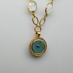 AQUAMARINE SUN DIAMONDS MOONSTONE GOLD NECKLACE SONIA TONKIN
