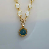 AQUAMARINE DIAMONDS MOONSTONE GOLD NECKLACE