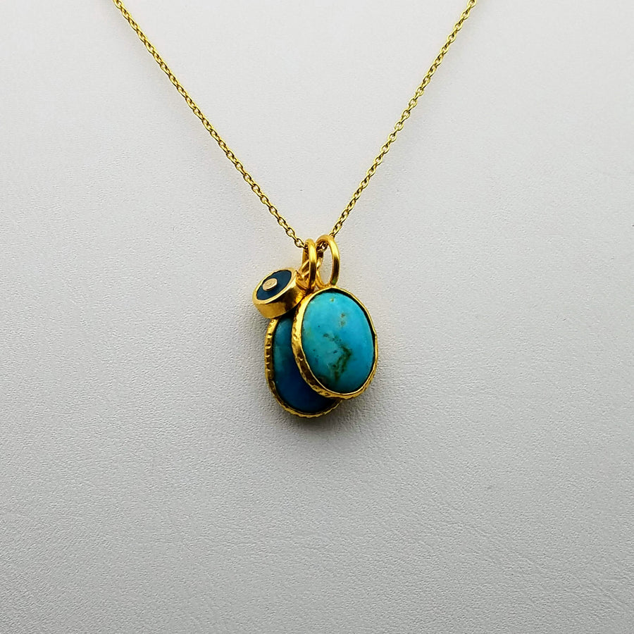 TURQUOISE APATITE CHARMS GOLD NECKLACE SONIA TONKIN