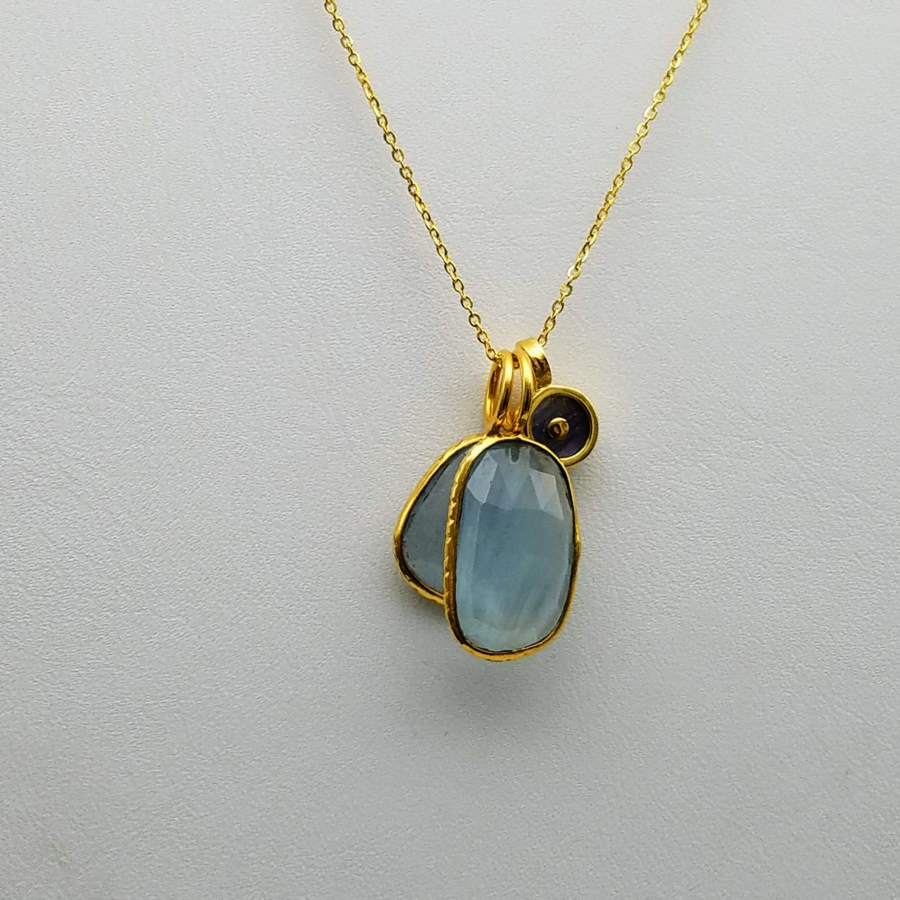 DOUBLE AQUAMARINE LAPIZ  GOLD NECKLACE SONIA TONKIN