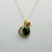 EMERALD GREEN AMETHYST CHARMS GOLD NECKLACE SONIA TONKIN