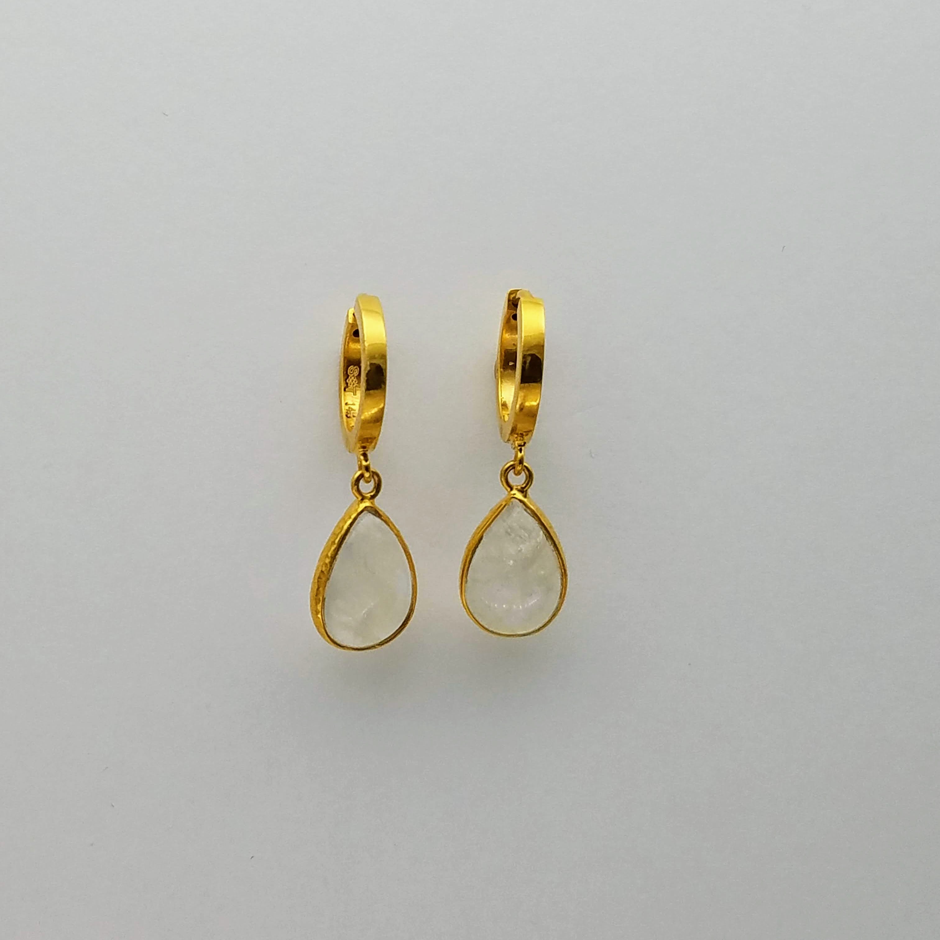 MINI HOOPS MOONSTONE GOLD  EARRINGS SONIA TONKIN