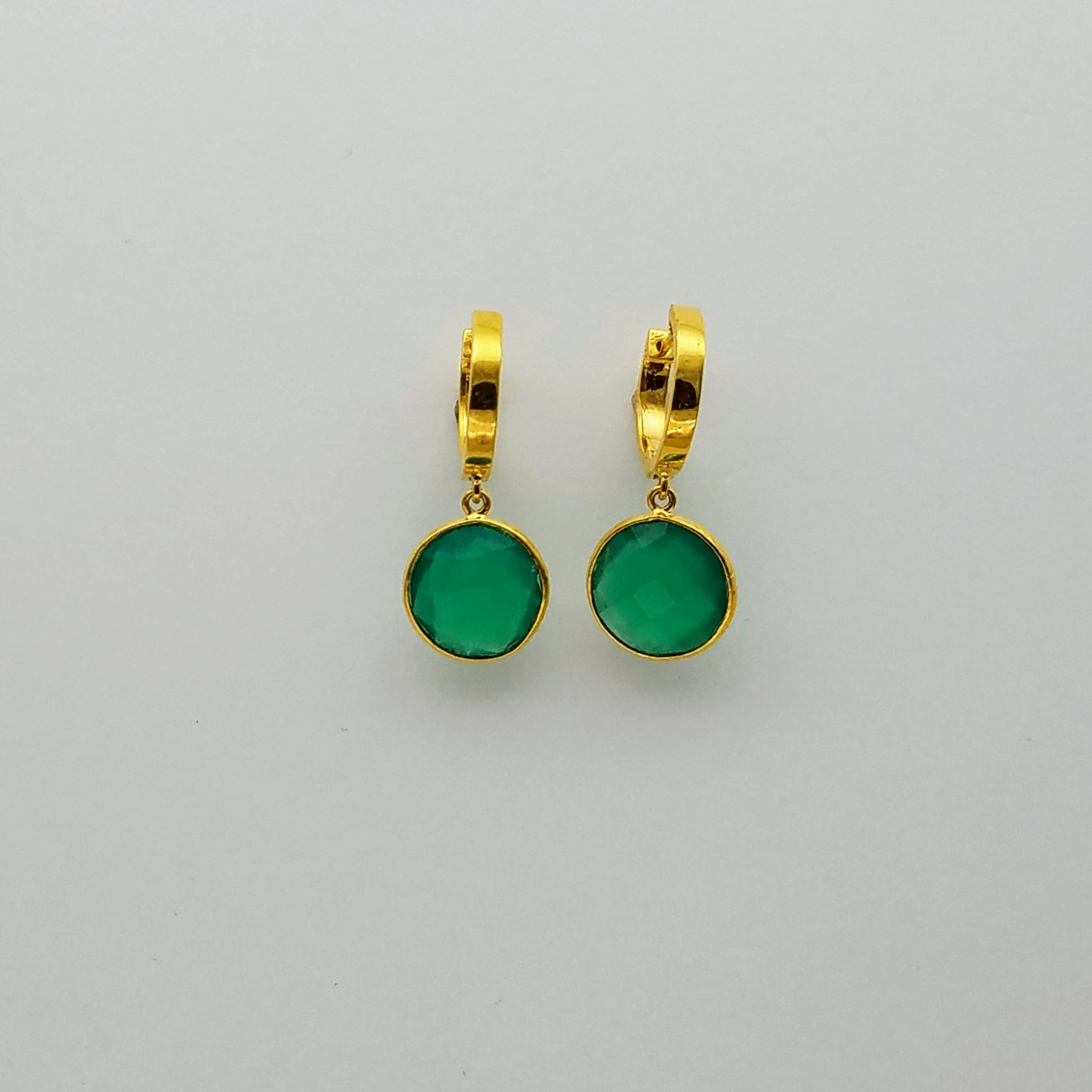 GREEN ONYX MINI HOOPS EARRINGS