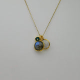 LABRADORITE MOONSTONE TRIO GOLD NECKLACE