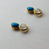 SLEEPING BEAUTY TURQUOISE MOONSTONE GOLD EARRINGS