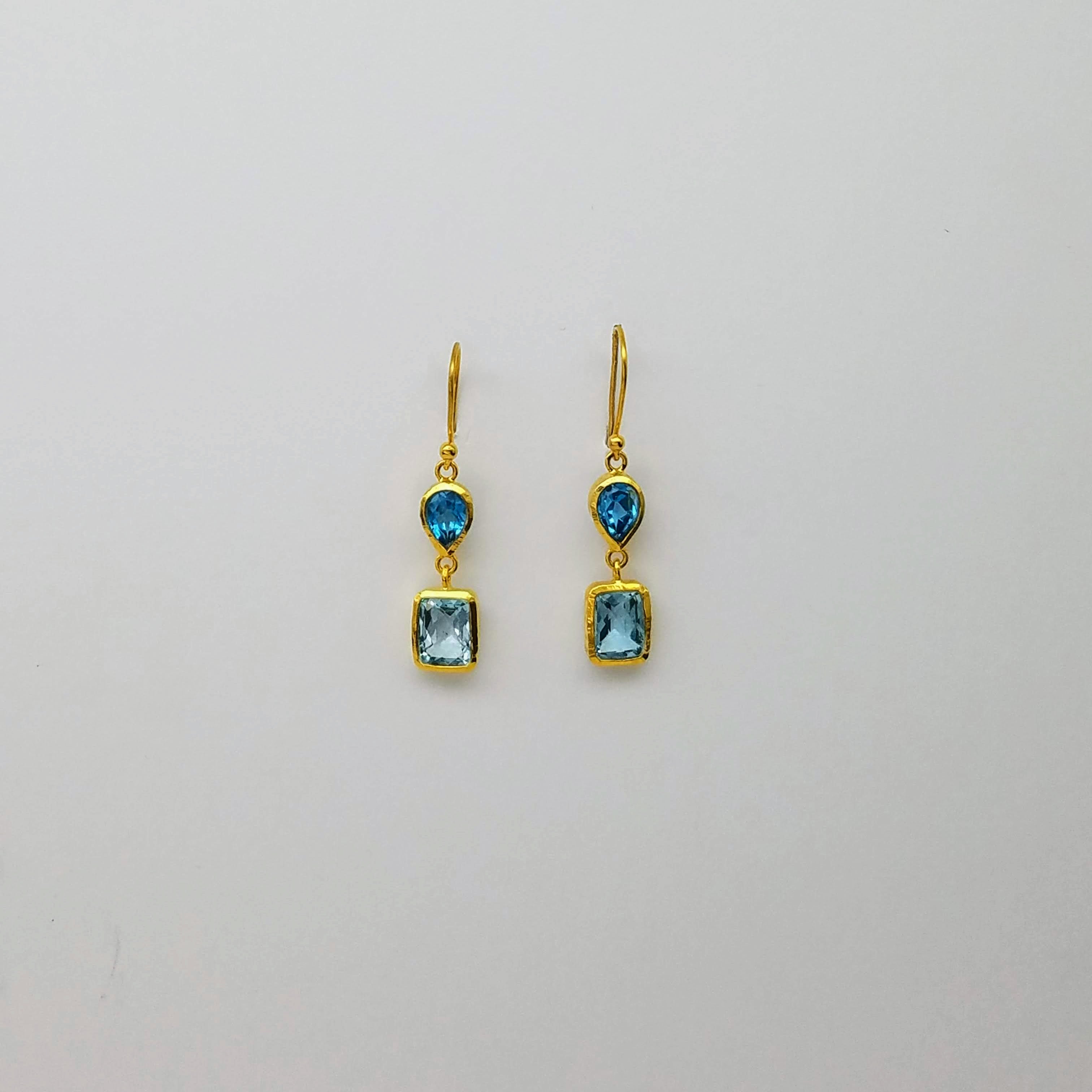APATITE BLUE TOPAZ GOLD EARRINGS SONIA TONKIN