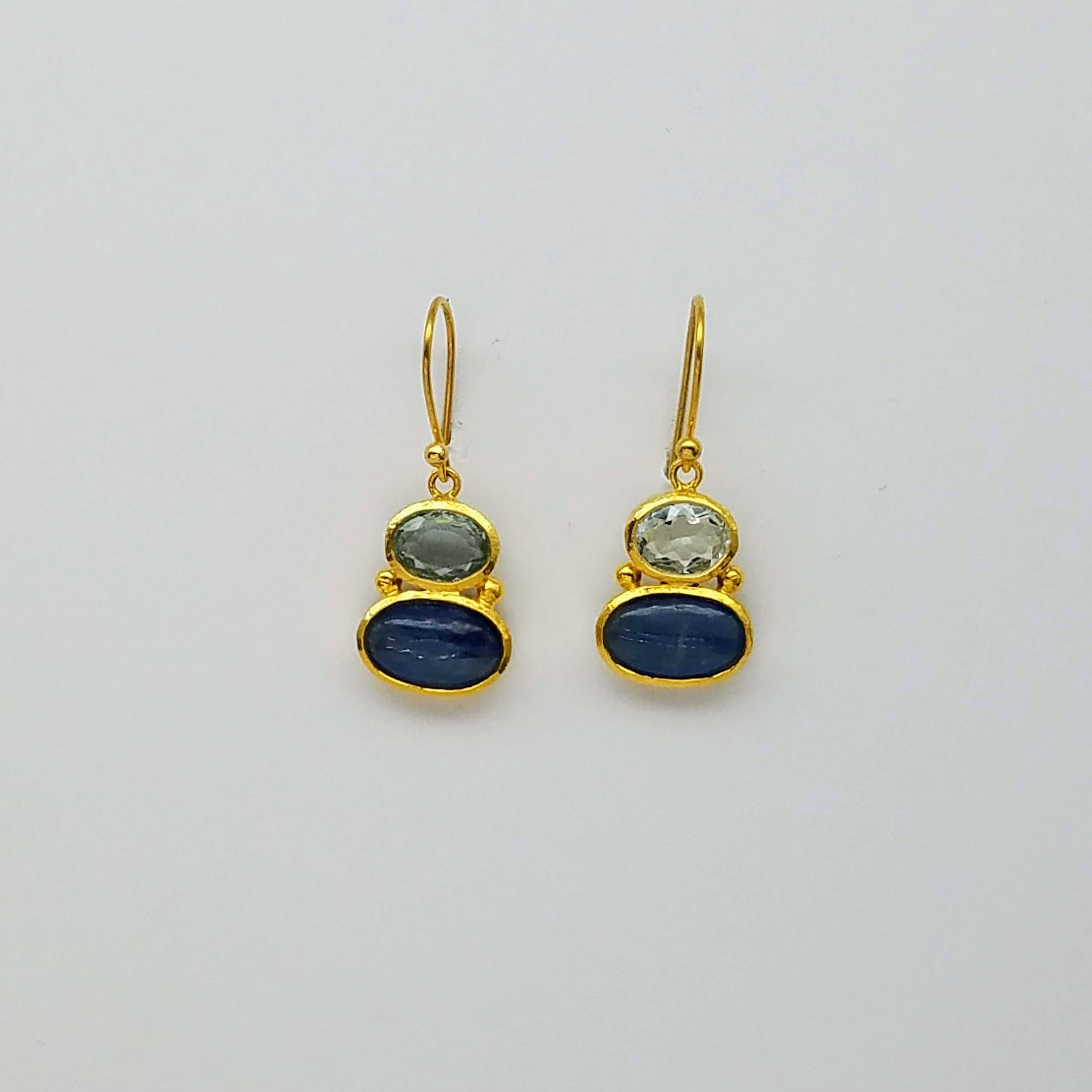 KYANITE AQUAMARINE GOLD EARRINGS SONIA TONKIN