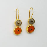 LABRADORITE CARNELIAN GOLD EARRINGS