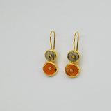 LABRADORITE CARNELIAN GOLD EARRINGS