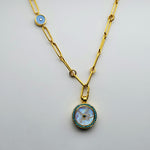 MOONSTONE DIAMONDS SAPPHIRES TURQUOISE SUN SYMBOL GOLD NECKLACE SONIA TONKIN