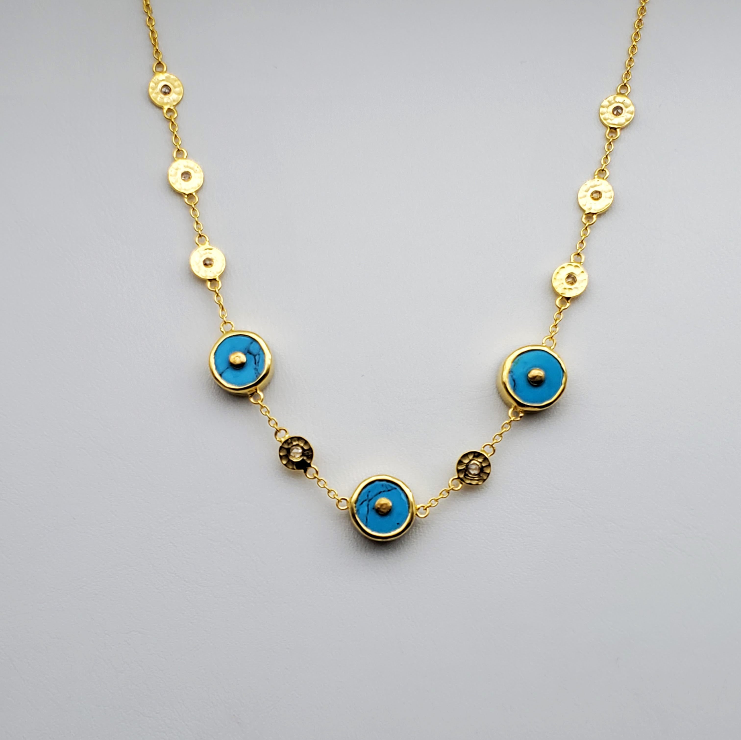 DIAMONDS TURQUOISE GOLD NECKLACE SONIA TONKIN