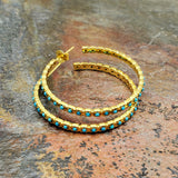 ALL AROUND TURQ HOOP EARRINGS