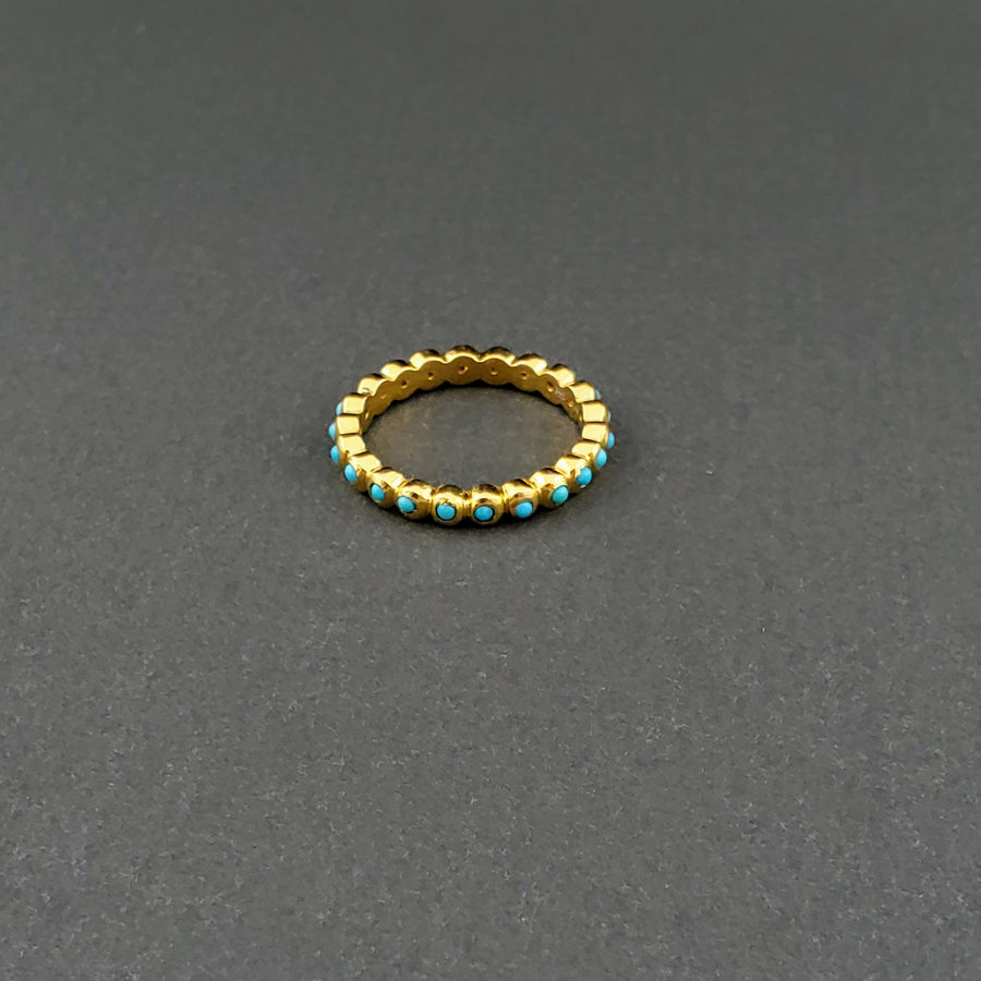 ROUND TURQUOISE 14KT GOLD RING