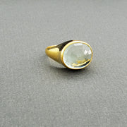 Rose cut Aquamarine 18kt gold Ring